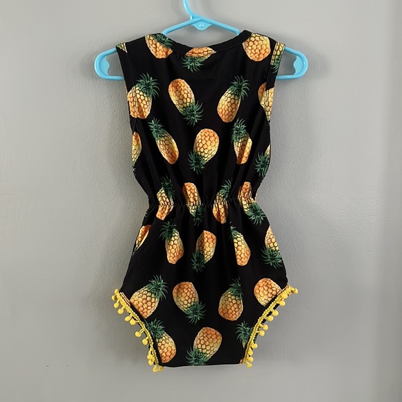 2T girls PomPom Pineapple Romper with Headband - Picture 4 of 4